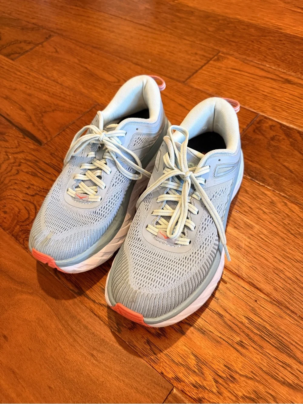 Hoka One One Bondi 7 Blue and Coral Running Shoes - Picture 4 of 13